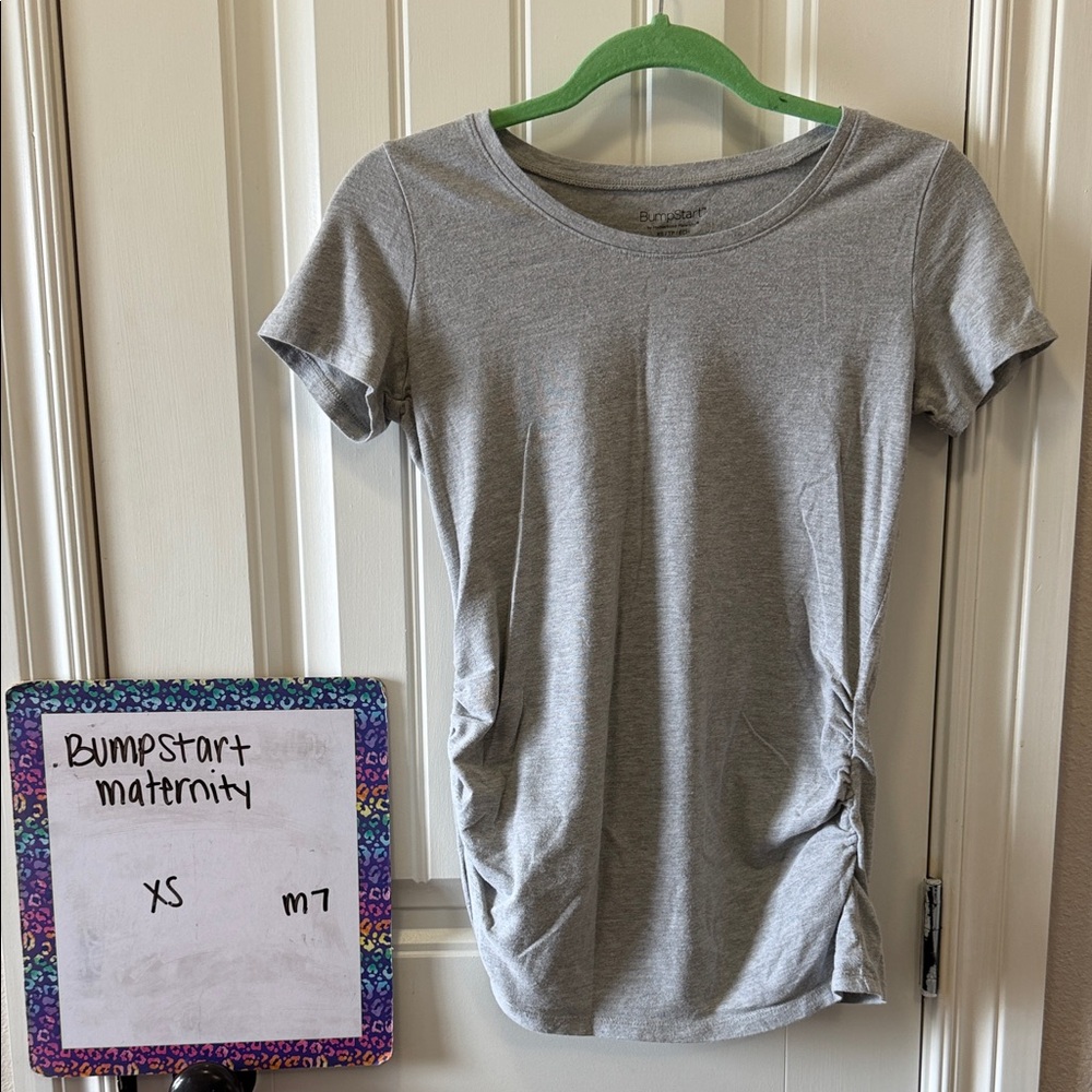 BumpStart Heather Gray Short Sleeve Maternity Top